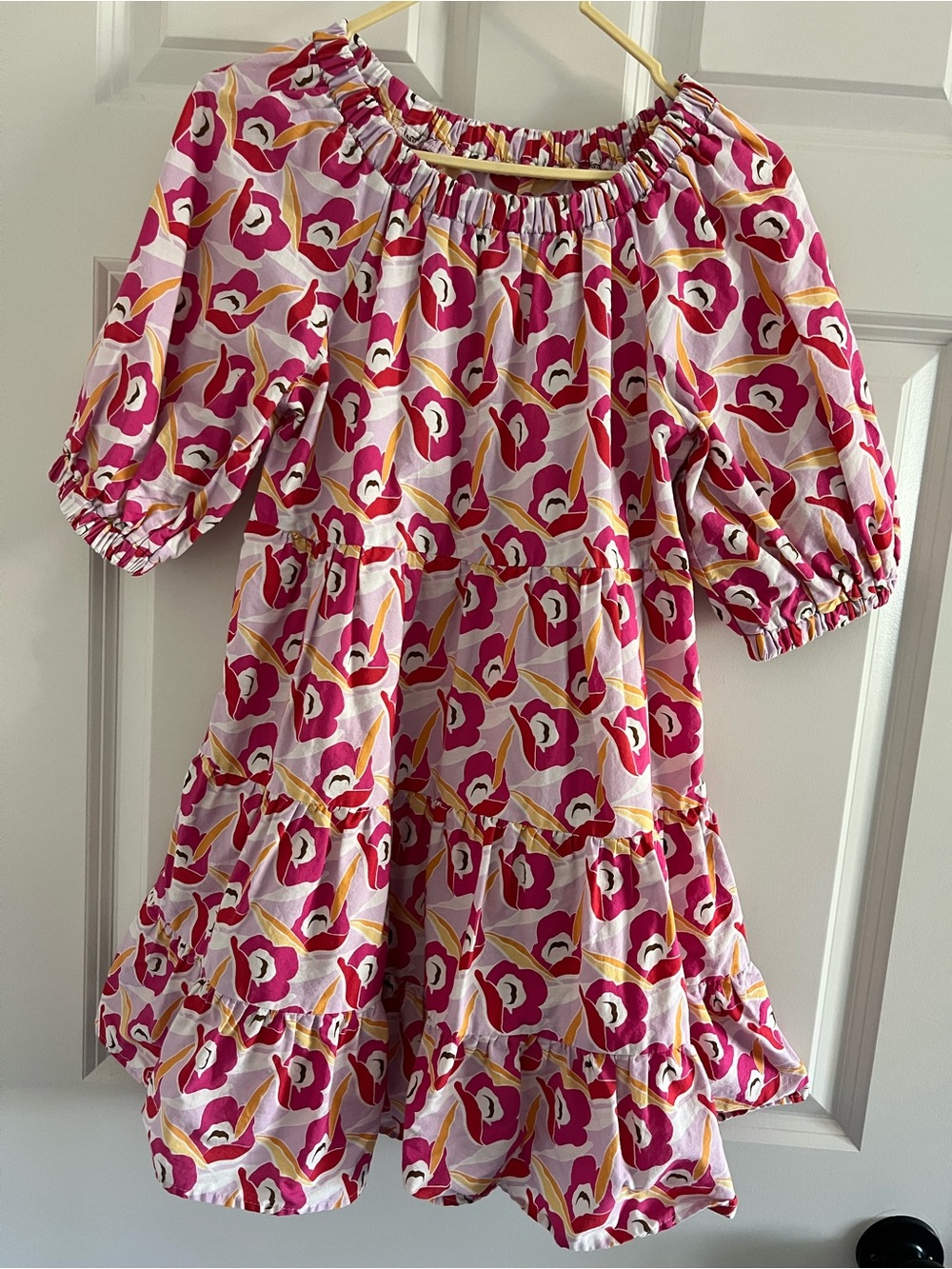 Zara Pink and Yellow Floral Tiered Dress